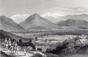 Cabul fra Bala Hissar, gravert av J. Stephenson, ca. 1870