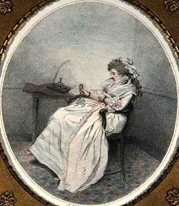Vurderer miniatyren, gravert og pub. av kunstneren av John Raphael Smith