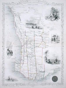 Western Australia, fra en serie med verdenskart utgitt av John Tallis & Co., London og New York