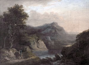 Fjellscene med en innsjø