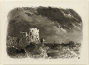 Ødelagt slott ved havet av John Rawson Walker
