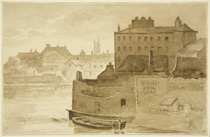 Flytende havn, ved Counterslip (tegning, akvarell) av John Reverend Eden