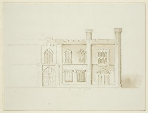 Mr. Garrards plan for foreslåtte kommunale bygninger på Queen Square (tegning, akvarell) av John Reverend Eden