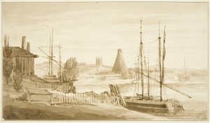 Utsikt fra østenden av Mardyke mot Limekiln Glasshouse av John Reverend Eden