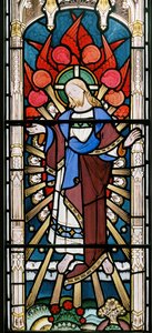 Christ and Seraphim, fra The Wise and Foolish Virgins, 1862 (farget glass) av John Richard Clayton