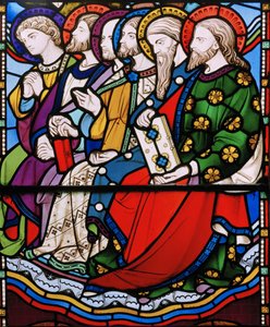 Seks apostler, detalj fra The Last Judgement, 1860 (farget glass) av John Richard Clayton
