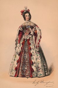 Emily hertuginne av Beaufort i kostyme for dronning Victorias Bal Costumé, 12. mai 1842, 1843.