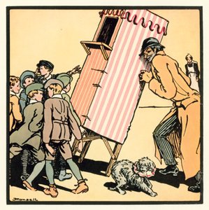 Kensington Rhymes: The Punch And Judy Show (farge litho) av John Robert (after) Monsell