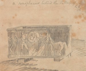 En sarkofag bak palasset av John Robert Cozens