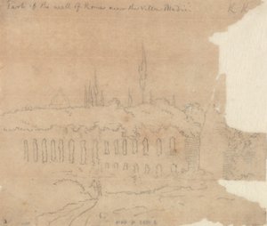 En del av Romas mur nær Villa Medici av John Robert Cozens