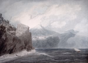 Slottet i Salerno, nær Cetara (akvarell på papir) av John Robert Cozens