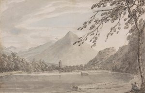Ved Aare mellom Unterseen og Brientzsjøen av John Robert Cozens