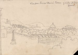 Utsikt fra Prins Dorias palass, 14 km fra Genova av John Robert Cozens