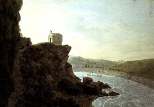 Utsikt over Tiberen nær Ponte Molle, tre mil fra Roma av John Robert Cozens