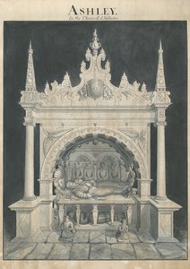 Ashley Church - Ashley Tomb: penn og vask tegning, nd [?19th cent] (tegning) av John Robert Fernyhough