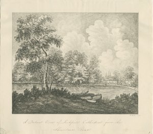 Lichfield Cathedral - West South West view (fjern): pennetegning av John Robert Fernyhough