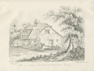 Rugeley - Hytte nær Old Cannock Wood Forges: penn- og blekktegning av John Robert Fernyhough