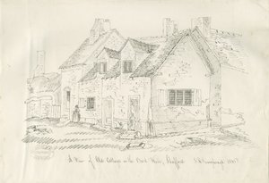 Stafford - Old Cottage in Back Walls: penn- og blekktegning, 1836 av John Robert Fernyhough