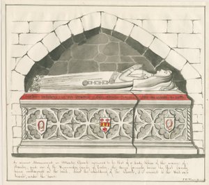 Uttoxeter Church - Tomb of Lady Abbedss of Kynnersley Family: penn- og vasketegning, nd [midten av 1800-tallet]