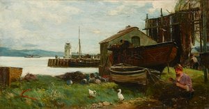 Mending the Nets, Ardrishaig (olje på lerret)