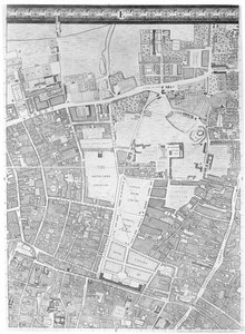 Et kart over Moorfields og Hoxton, London, 1746