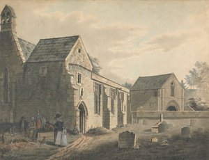 Kirke, kirkegård og figurer (The Graveyard) av John Roe of Warwick