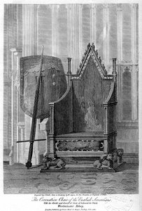 Kroningsstolen til de engelske suverene, Westminster Abbey, London, 1810. av John Roffe