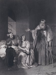 Francesco Foscari, doge av Venezia, uttaler eksildommen over sønnen Giacopo (gravering)