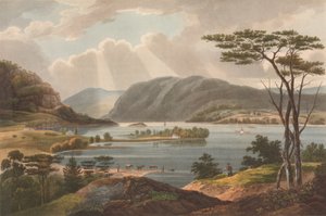 Utsikt fra Fishkill ser til West-Point nr. 15 av Hudson River Portfolio, 1825.