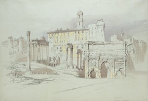 Et vindu i Palazzo Tolomei, Siena, som viser den uhøflige og usymmetriske plasseringen av massive steiner, 25. - 27. juni 1870 (akvarell og kroppsfarge over grafitt på blått vevd papir) av John Ruskin