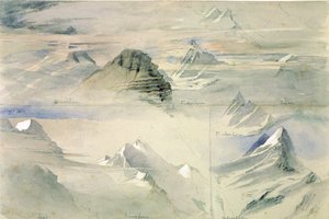 Alpine Peaks: Jungfrau og andre, 1846 av John Ruskin