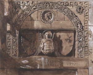 Dørhode til Palazzo Contarini della Porta di Ferro (penn, blekk, vask og bc på papir) av John Ruskin