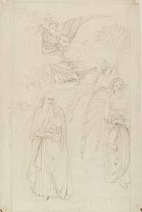 Tegning av Abraham som skiller seg fra englene fra Benozzo Gozzoli, 1845 av John Ruskin