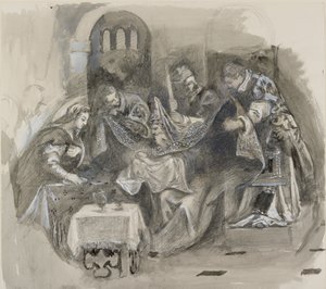 Tegning av Tintorettos omskjæring i Scuola Grande di San Rocco, august 1869 av John Ruskin