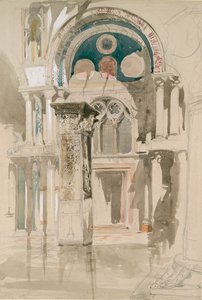En del av Markuskirken, Venezia: Sketch after Rain, 27. mai 1846 av John Ruskin