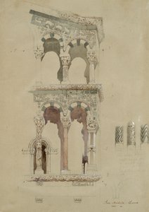 En del av fasaden til den ødelagte kirken San Michele i Foro, Lucca, slik den så ut i 1845, Ma av John Ruskin