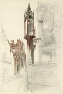 Studie av en nisje rundt graven til Cansignorio della Scala i Verona, 1869 av John Ruskin