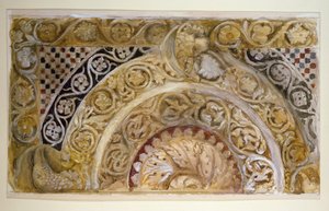 Studie av et panel om døpefonten i Pisa av John Ruskin