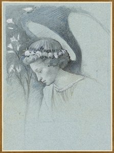 Studie av engelen Gabriels hode i Filippo Lippis 'The Announcing Angel', 28. juni 1870. av John Ruskin