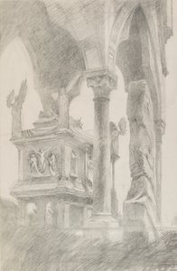Studie av graven til Mastino II della Scala i Verona, c1869. av John Ruskin