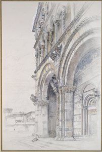 Duomo of San Martino, Lucca, juli - august 1874 (grafitt, akvarell og kroppsfarge på papir, noen linjer styrte)