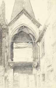 Graven til Cangrande I della Scala, Verona, 28. mai-29. juni 1869 (grafitt, akvarell og kroppsfarge på vevd papir) av John Ruskin