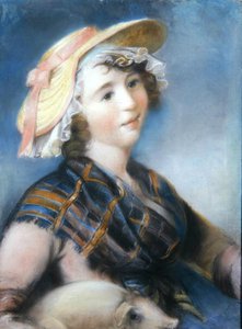 Jente med gris (pastell)