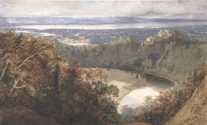 Utsikt over Chepstow, Wales, 1834.