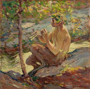Faun, slutten av 1800-tallet til begynnelsen av 1900-tallet (olje om bord) av John Scott Williams