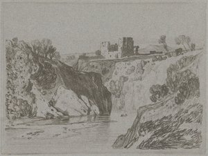 Slott over en steinete kløft av John Sell Cotman