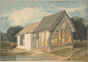 Driftsbygning ved en dam av John Sell Cotman
