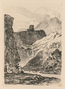 Liber Studiorum: Plate 12, Dolbadern Castle, Llanberris Lake, Nord-Wales, 1838. av John Sell Cotman