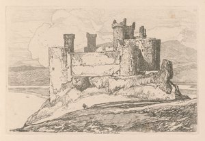 Studiebok: Plate 25, Harlech Castle, N. Wales av John Sell Cotman
