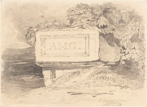 Ødelagt grav påskrevet "A.M.G." av John Sell Cotman